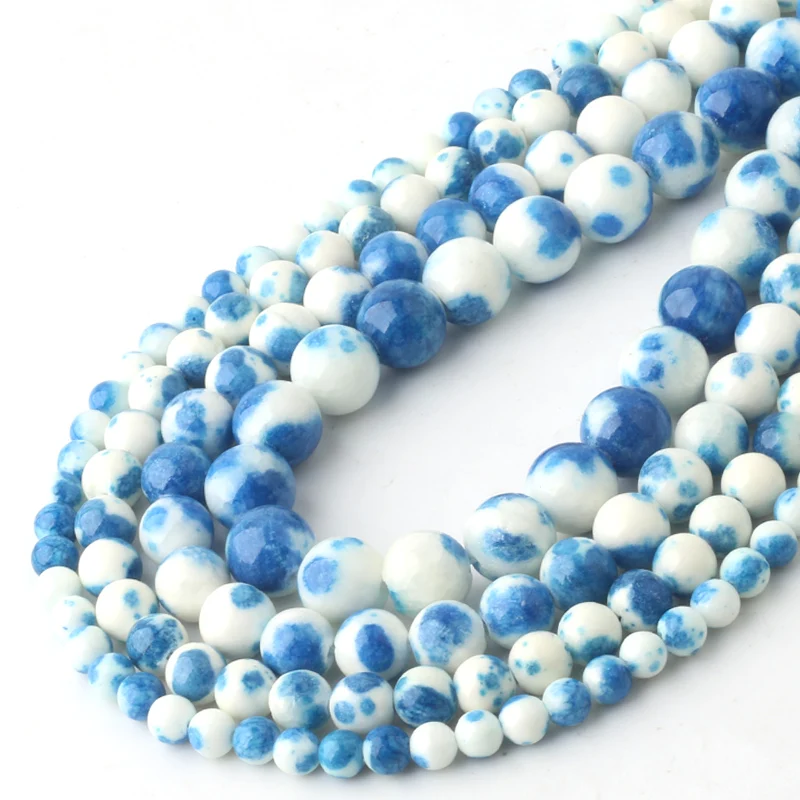 

Blue Persian Jades Natural Gem Stone Beads Round Loose Spacer Beads 15"Strand 6/8/10/12 MM For Jewelry Making DIY Bracelet