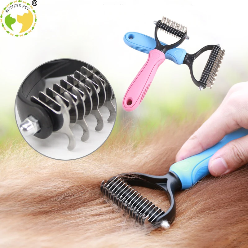

Bonzerpet Pet нержавеющая щетка кошка собака удаление волос Расческа уход Dematting Deshedding расческа для матированных длинных волос поставщик домашних...
