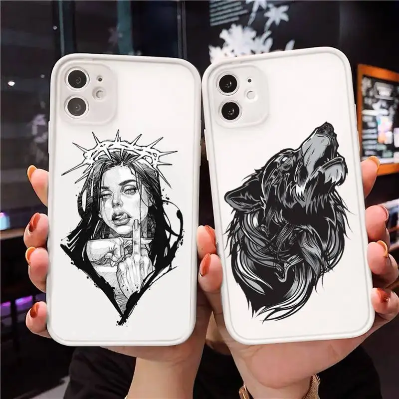 

Beauty beast wolf dragon wild boar dog Phone Cases Matte Transparent for iPhone 7 8 11 12 s mini pro X XS XR MAX Plus funda