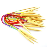 a set of 18 models colored tube carbonized bamboo short ring needle wool ring stick needle set bamboo wood sweater needle