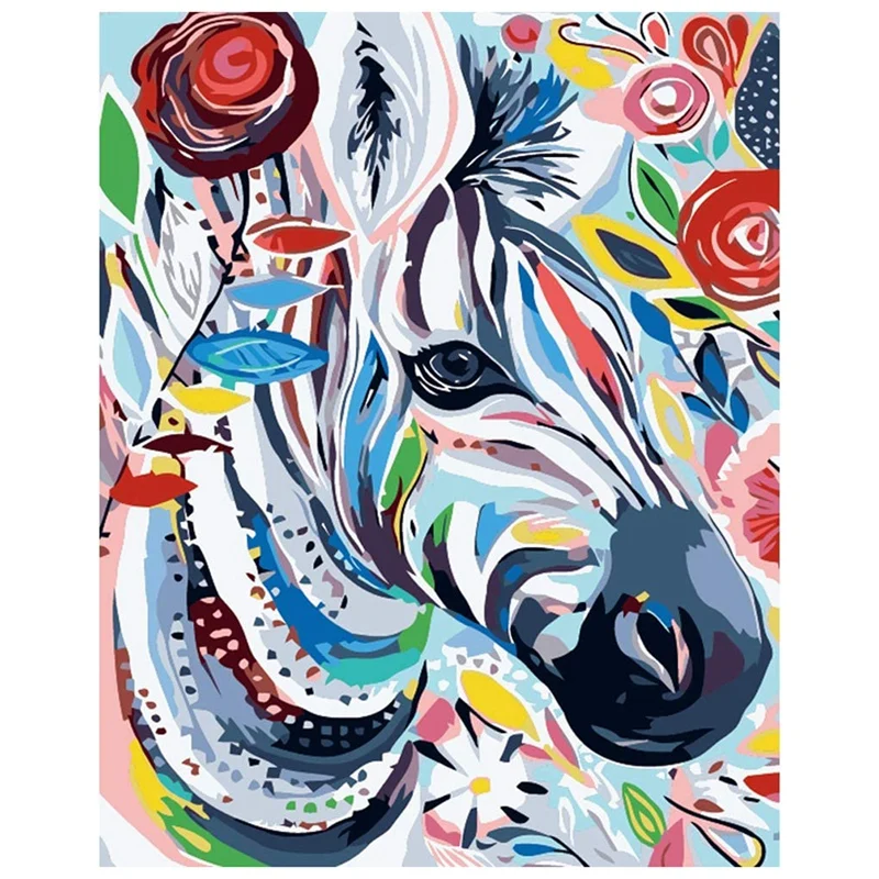 

Adult Digital Painting, Digital Kit Painting On Canvas, Children's Beginner Oil Painting Kit-Zebra