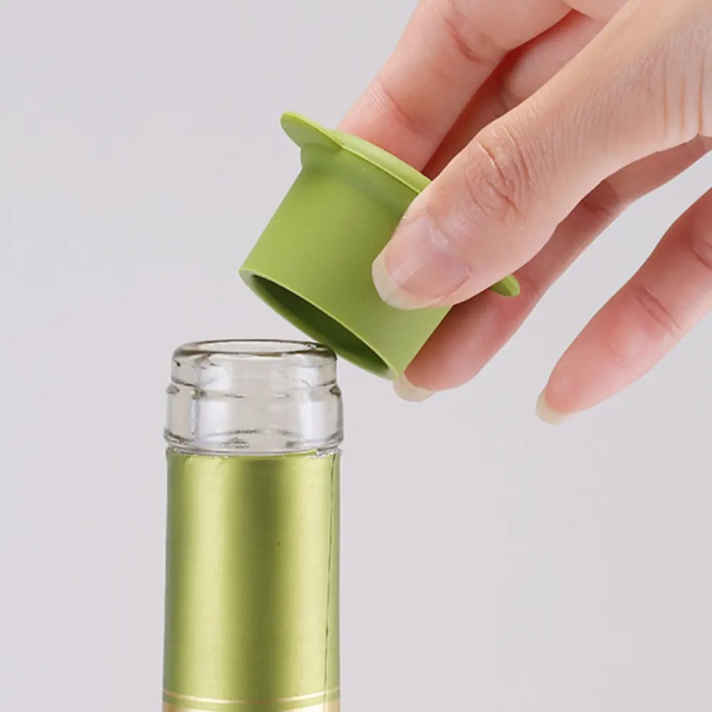 

5 Pcs Creative And Simple Silicone Wine Bottle Cap Vivid-looking Vacuum Seal Creative Wine Reusable Bottle Cap Color Random