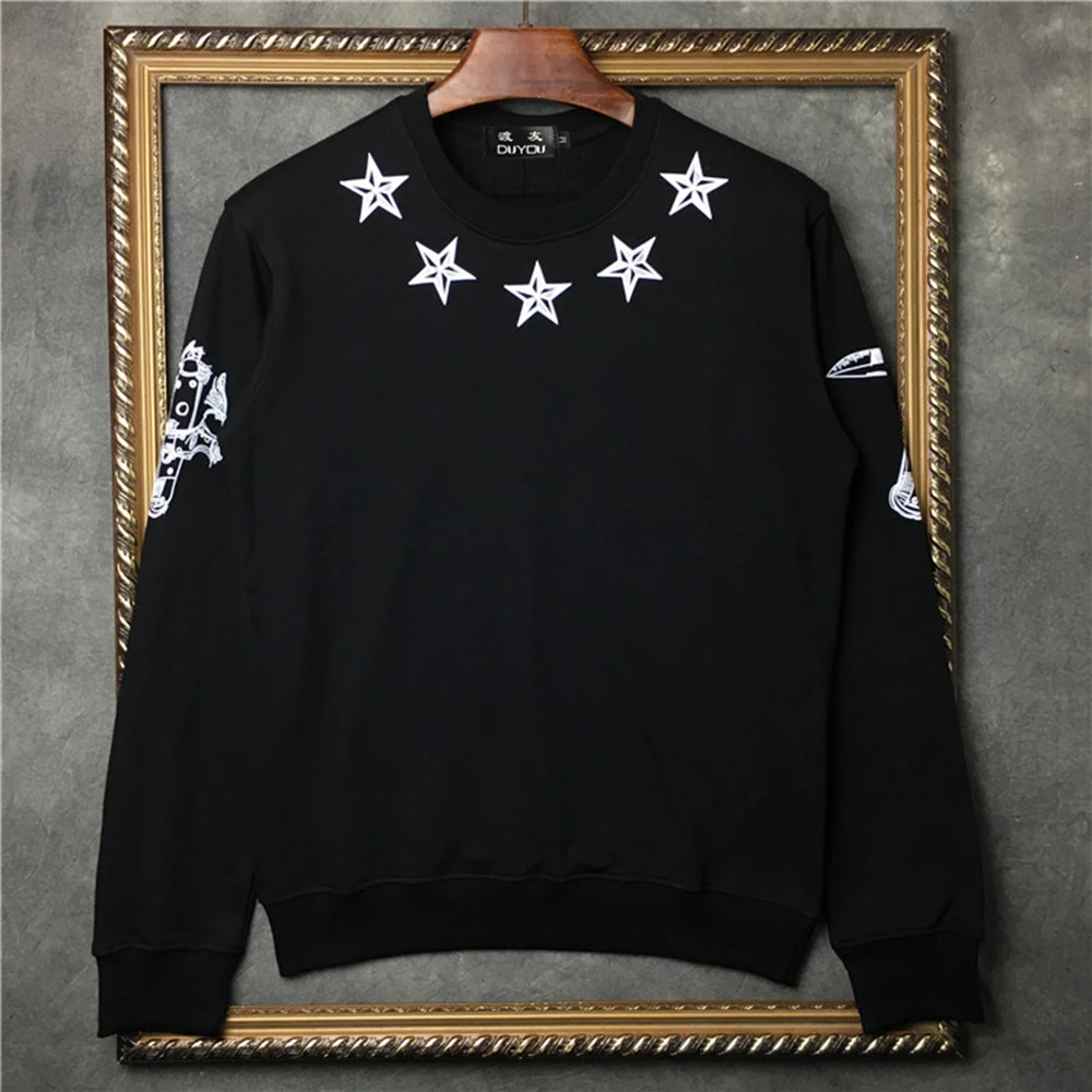 Свитшот DUYOU DY5658 мужской с принтом кольца и звезд брендовая одежда повседневные