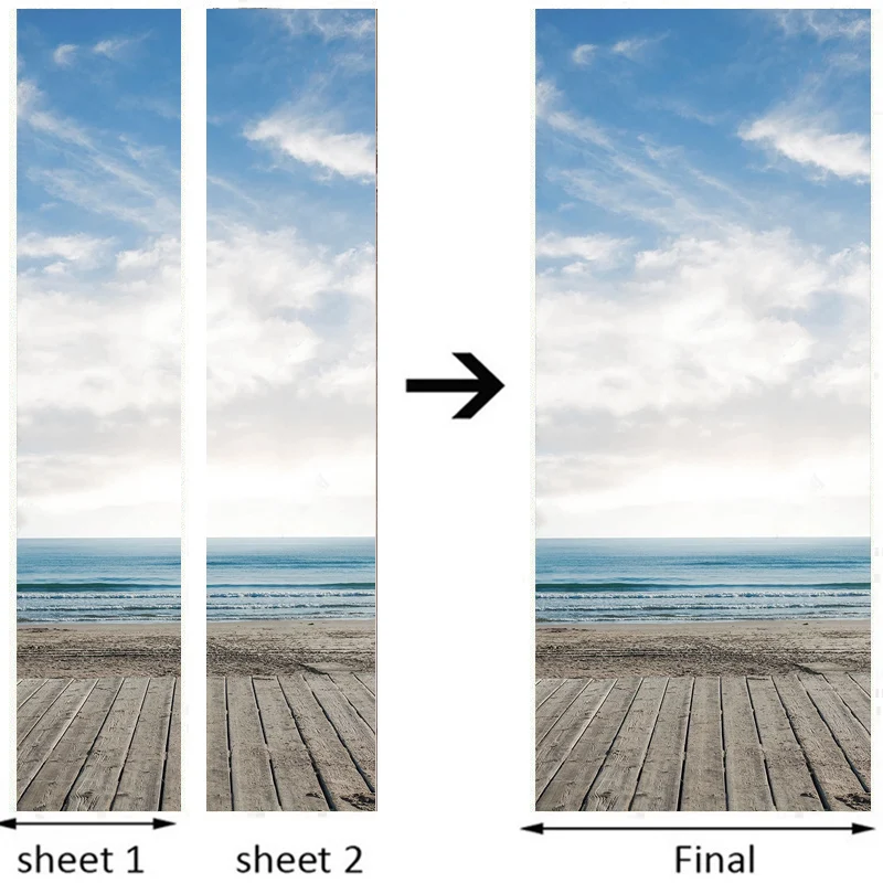 

3D Door Murals Blue Sky and White Clouds Sea Wallpaper Living Room Kitchen Door Decoration Pvc Self-Adhesive Waterproof Stickers