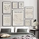 Абстрактная линия девушка кошка собака птица Пикассо настенная живопись холст скандинавские плакаты и принты настенные картинки для декора гостиной