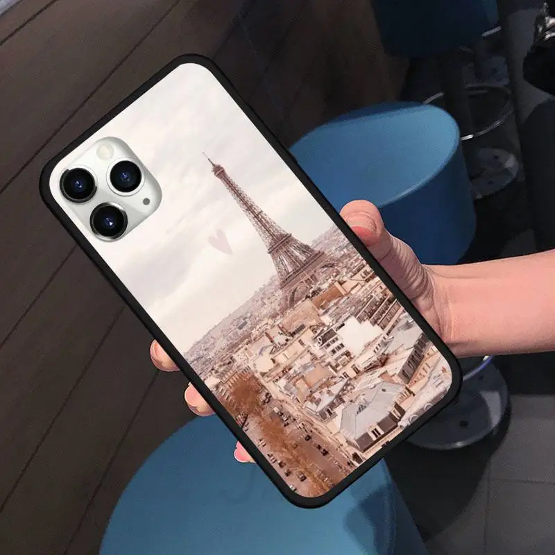 

Eiffel Tower city street pattern Phone Case For iphone 7 8 12 11 XR XS pro Max Mini plus Soft silicone cover shell funda