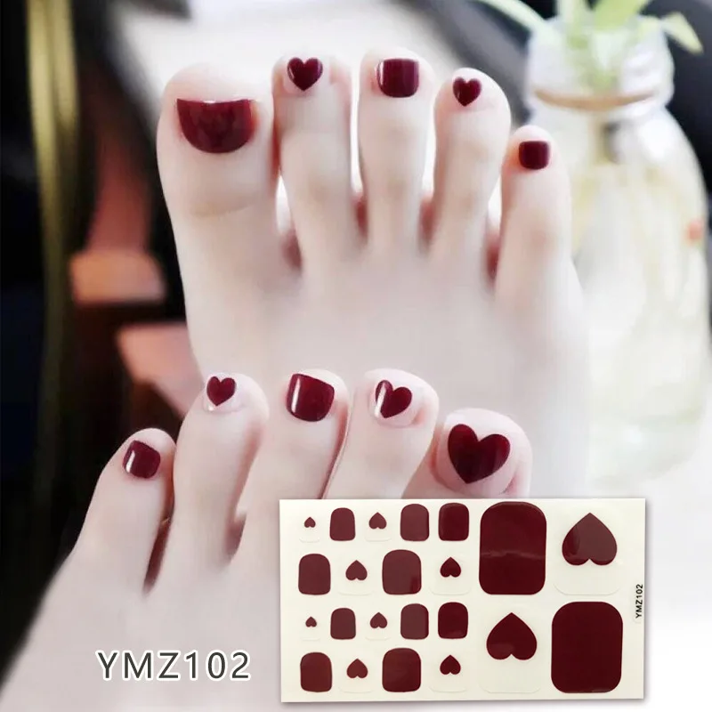

22tips/Sheet Toenail Art Sticker Mixed Designs Full Nail Sliders Wraps Adhesive Feet Series Decoration DIY Manicure Wholesale
