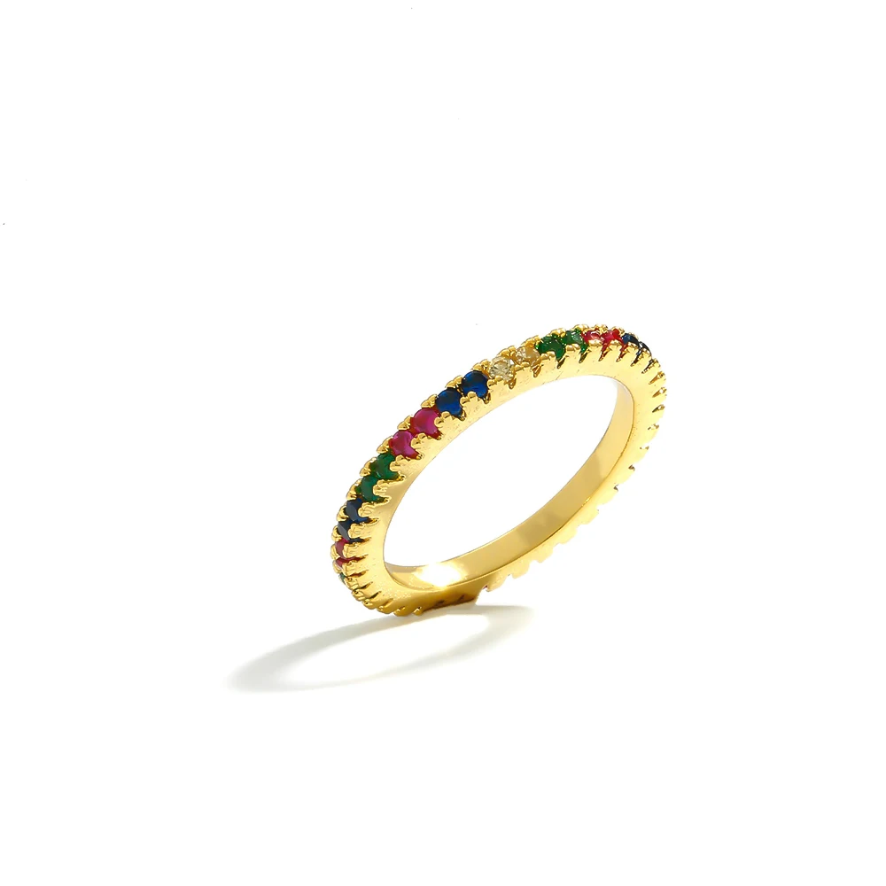 Mchic новое горячее предложение CZ Радужное геометрическое Золотое кольцо для