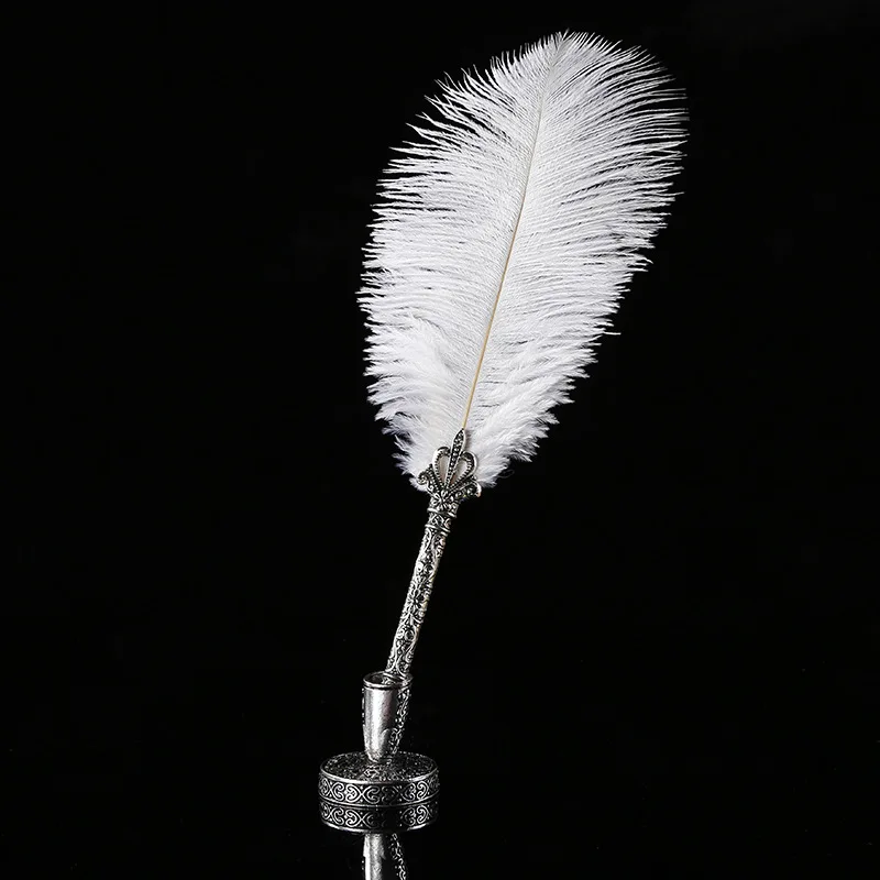 Перо страусиное перо AP110 Уникальный карандаш с подставкой для ручек свадебный