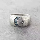 Богемное Винтажное кольцо с солнцем и луной для женщин художественный дизайн ретро серебряные цвета унисекс Женские массивные кольца модные украшения подарок