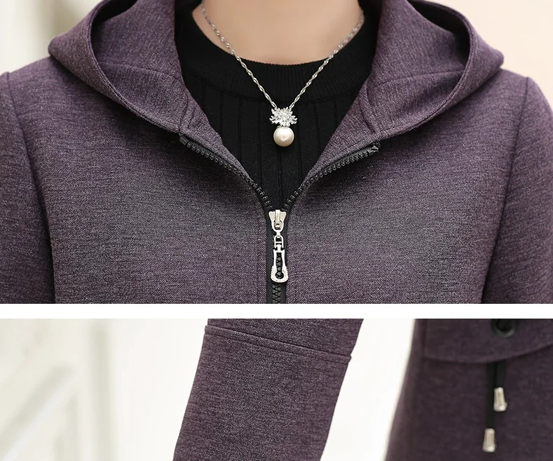 UHYTGF 4XL Plus size jacket women Fashion hooded spring autumn wool coat temperament mom elegant woman coats casaco feminino 797