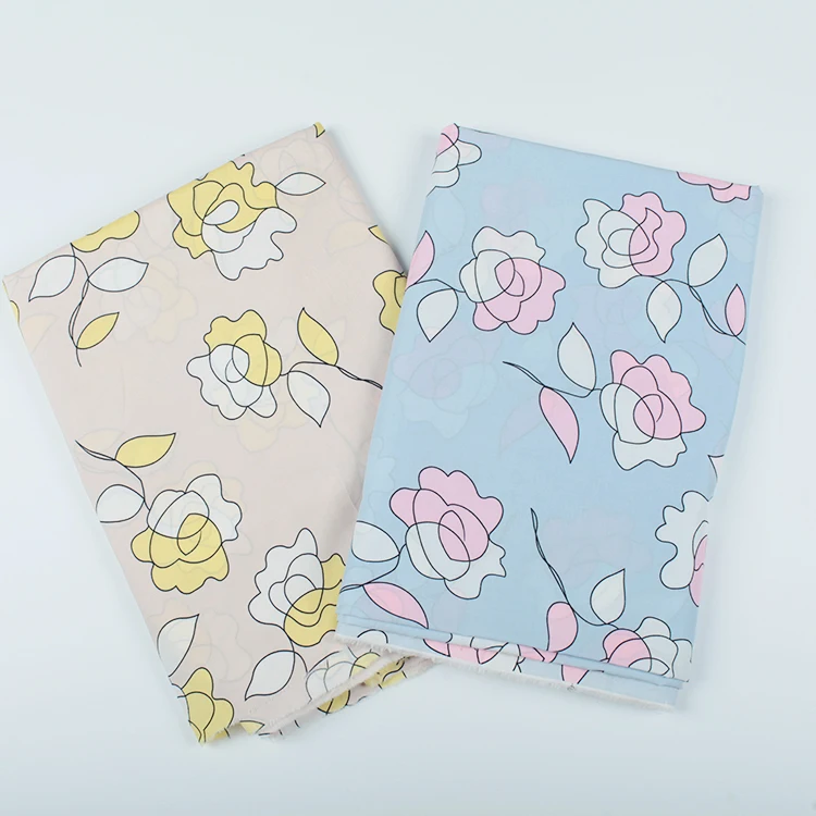 Модная винтажная ткань с синим желтым рисунком розы хлопковая в стиле ретро для