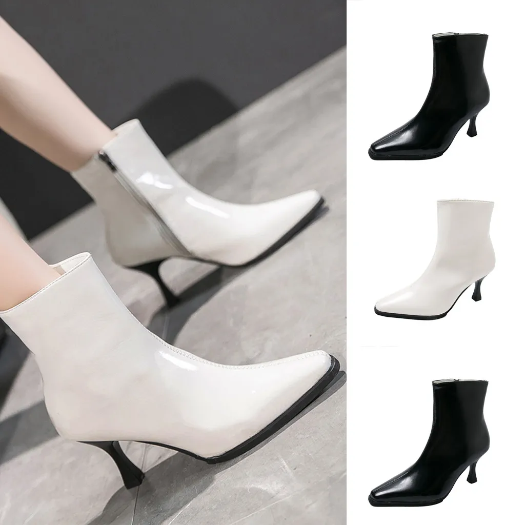 Ботинки на резиновой подошве женские высоком каблуке сапоги Для женщин с