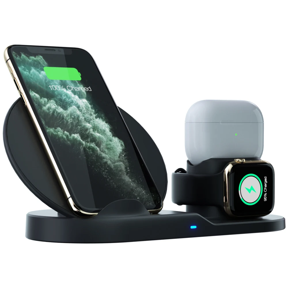 

3 in 1 10W Fast Wireless Charger Dock Station Fast Charging Universal for iPhone 13 12 11 Pro Max for Apple Watch for AirPods