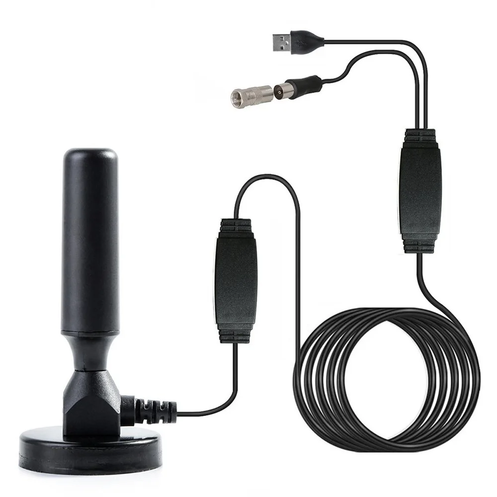 Комнатная телевизионная антенна HD для помещений черная с усилителем USB цифровая