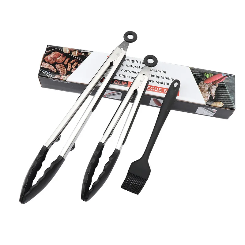 

Food Clip Set 9 Inch 12 Inch Silicone Food Clip 3 Piece Set Silicone Oil Brush Baking Tool Bread Food Clip