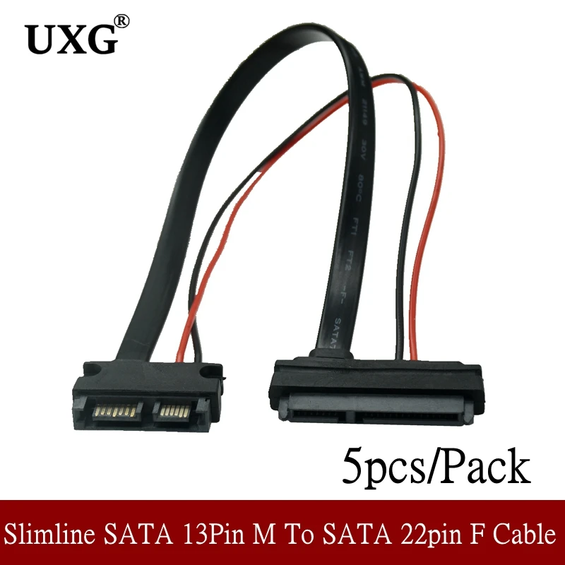 

Кабель SATA 5 шт./лот, серийный кабель ATA 22Pin 7 + 15 Female к slim SATA 13Pin 7 + 6 PIN Male, кабель преобразователя 30 см/1 фут/12 дюймов