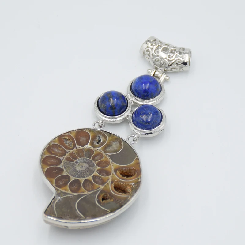 Подвеска в богемном стиле настоящий аммонит виде ракушки окаменелости Круглый