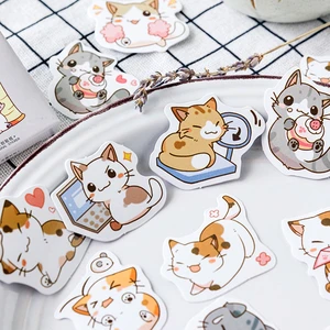 45pcs Lovely Kitties Stickers Set 40mm Mini Cat Sticker DIY Sealing Paste Decoration Adhesive Post Kids Gift Album F6422
