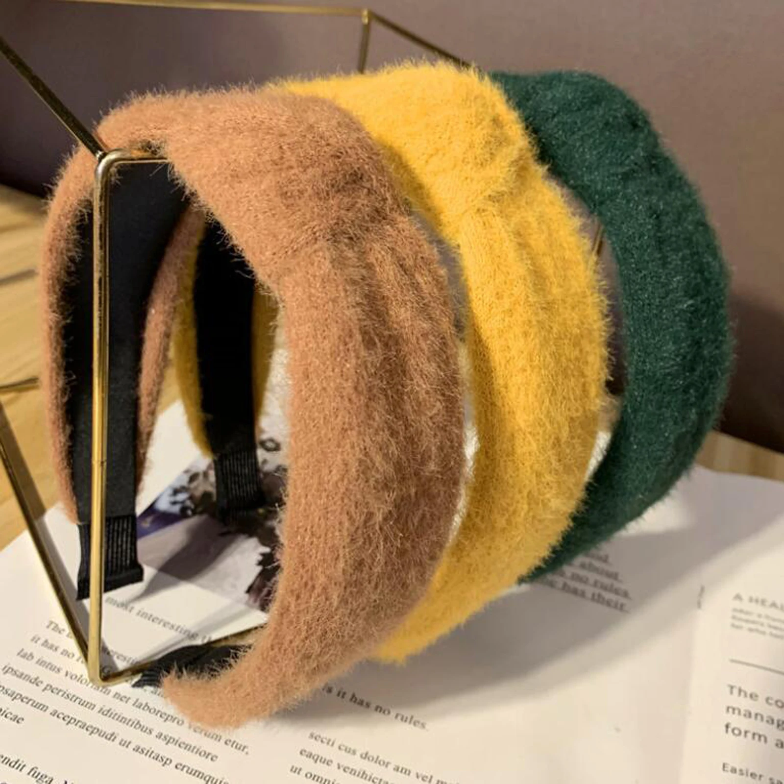 Новая модная женская повязка на голову зимняя теплая пушистая ткань мягкий