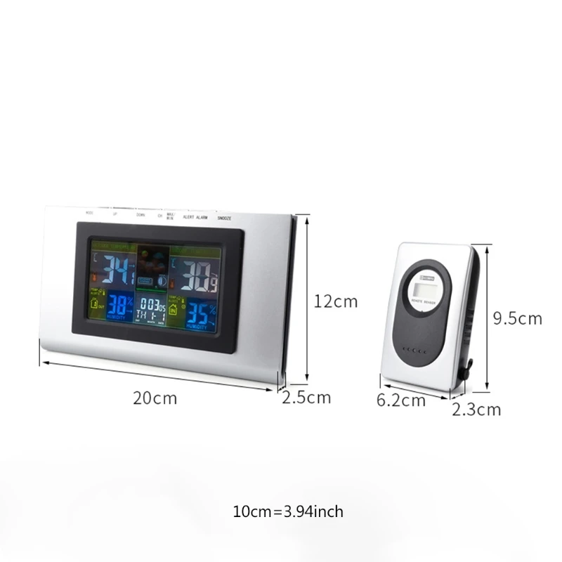 

433MHz Wireless Thermometer Humidity Weather Station Hygrometer Temperature Indoor Outdoor with Alarm & Calendar