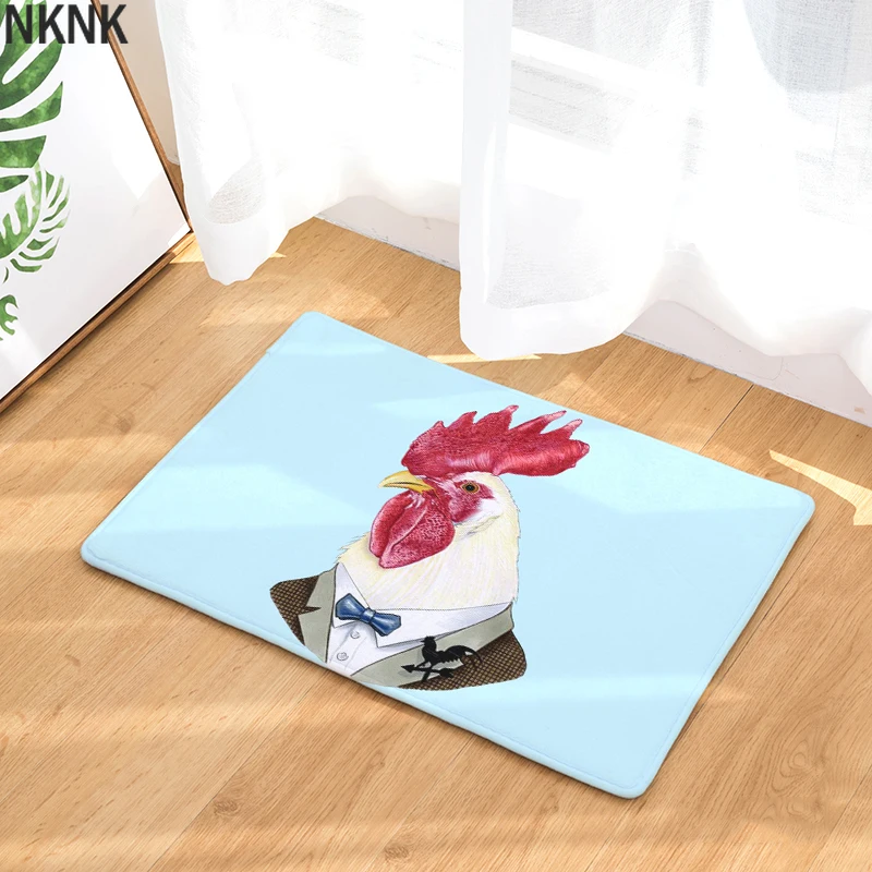 

Cartoon Printed Entrance Doormat Cock Chicken Pattern Absorbent Kitchen Mat Non Slip Bathroom Carpet Home Decor Living Room Rug