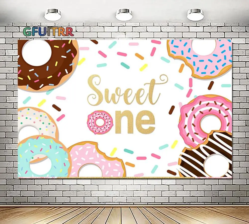 Пользовательские фоны для фотосъемки в виде пончиков девочек на 1-й День рождения