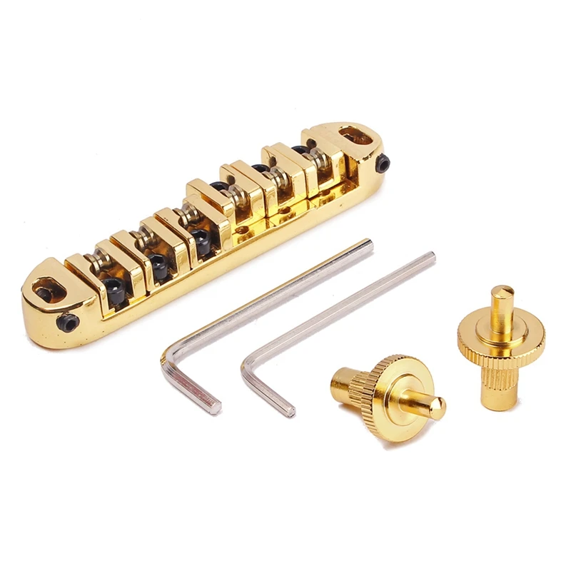 messing roller verstellbarer sattel tune o matic zink legierung und messing rollen brücke für lp elektrische gitarre gold free global shipp