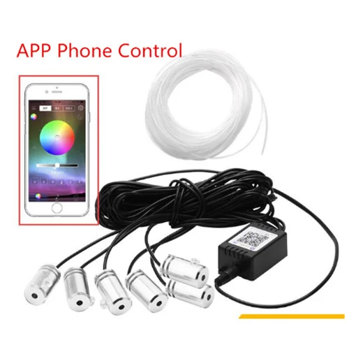 APP 6 in 1 6 в 1 8 м звуковая активная EL неоновая подсветка для салона автомобиля RGB светодиодный свет салона автомобиля Многоцветный Bluetooth телефон управление атмосферным светом 12 В - Испускаемый цвет: APP 6 in 1