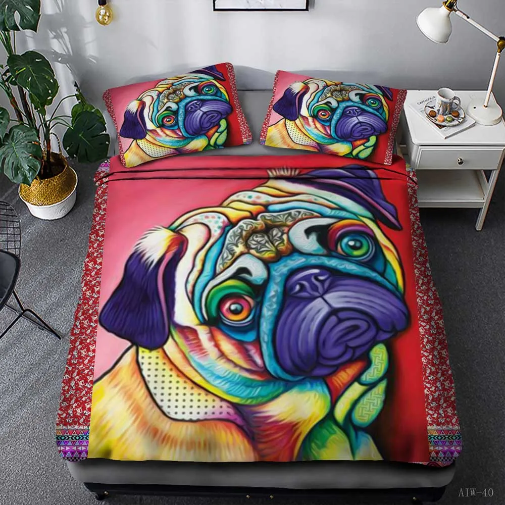 

Cute dog series cartoon Bed French Bulldog bedding 2-3pcs 3d printing animal bedding Duvet Cover