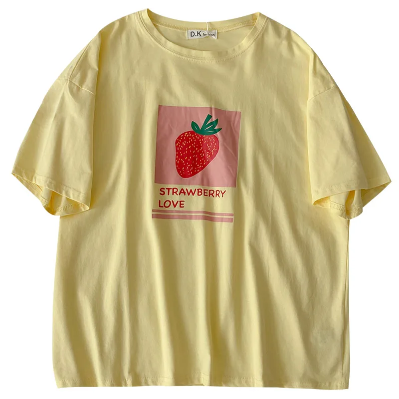 

Short-Sleeved T-shirt for Women 2021summer New Women's Clothing Korean Style Loose Print Bottoming Shirt Girlfriends Clothes