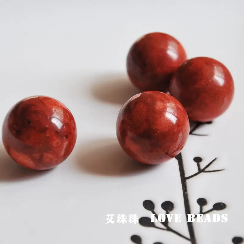 Большие размеры круглые бусины россыпью красный Трава Коралл 5 шт./лот 16 мм