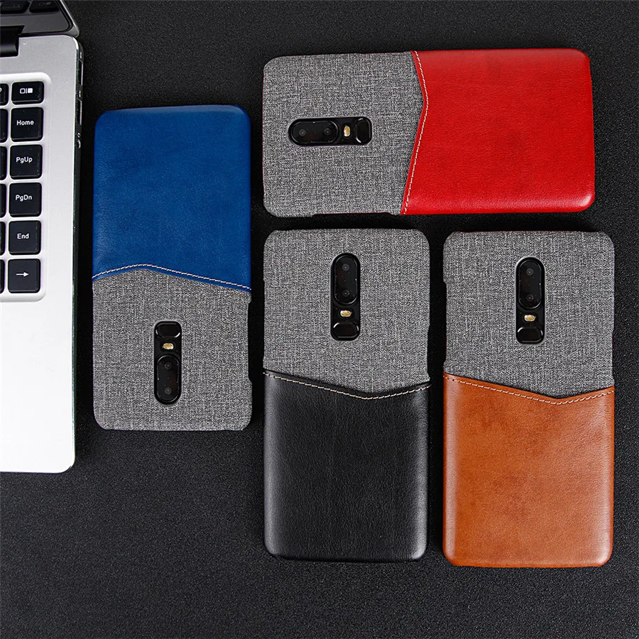 One Plus 6 6T Case Luxury Leather Soft Fabric Thin Light Card Slot Holder Hard Back Cover for Oneplus Oneplus6 Funda Coque | Мобильные