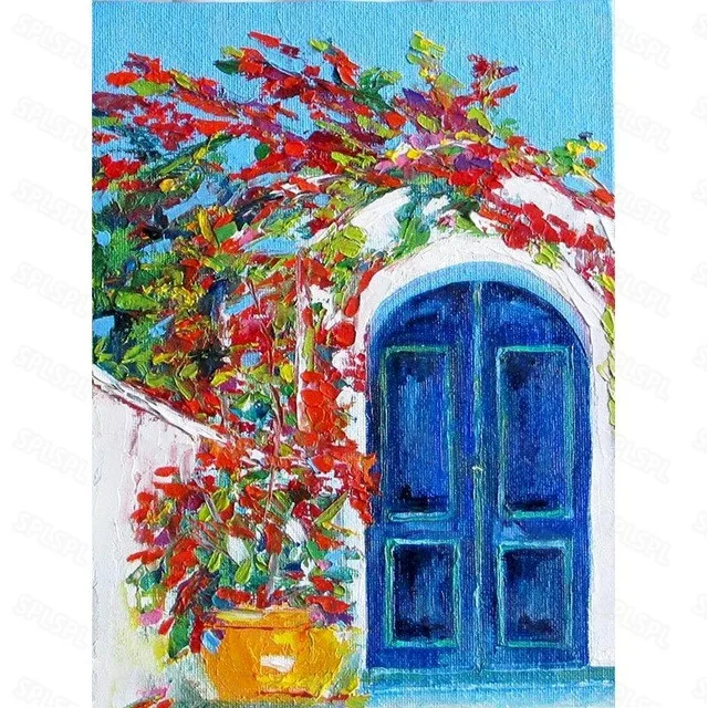 

Diy Diamond Painting Modern Beautiful Still Life Creative House Back Door Courtyard Door Unique Niche Hanging Painting