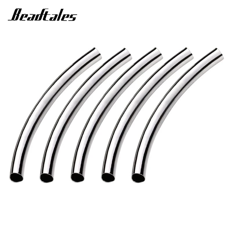 Beadtales 50 шт./лот 35 мм Серебряная медь Длинная Круглая распорка изогнутая трубка