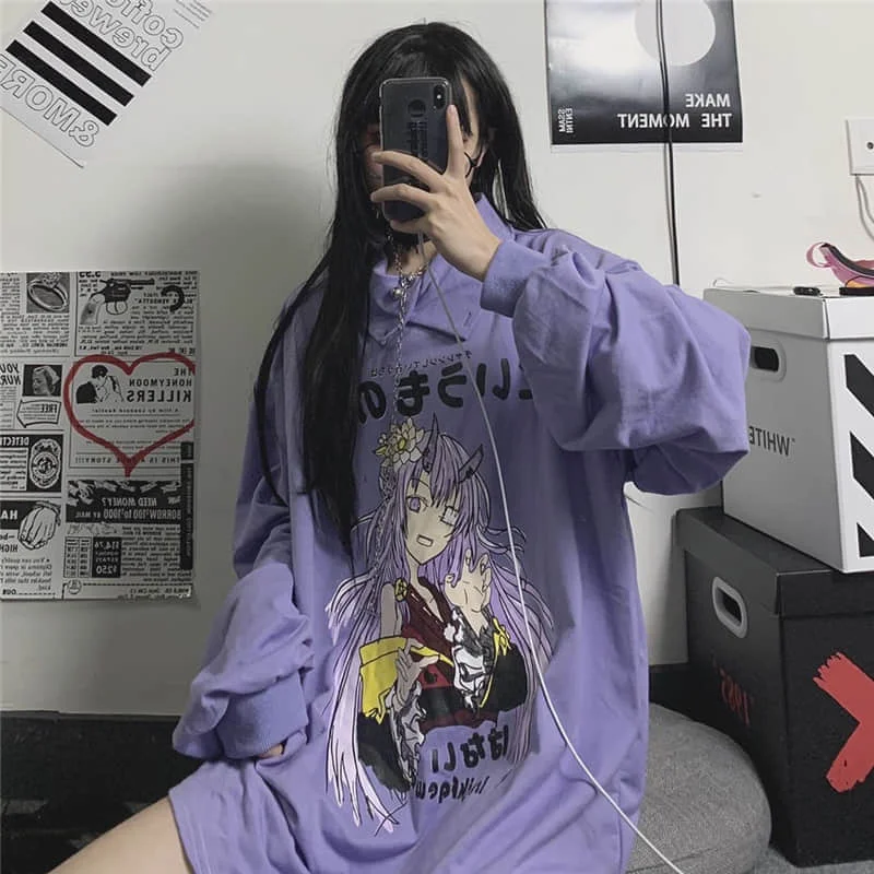 

Half High Collar Sweatshirt Women Pullover Autumn Clothing 2021 New Korean INS Japanese Beautiful Girl Printing Loose Bf Top