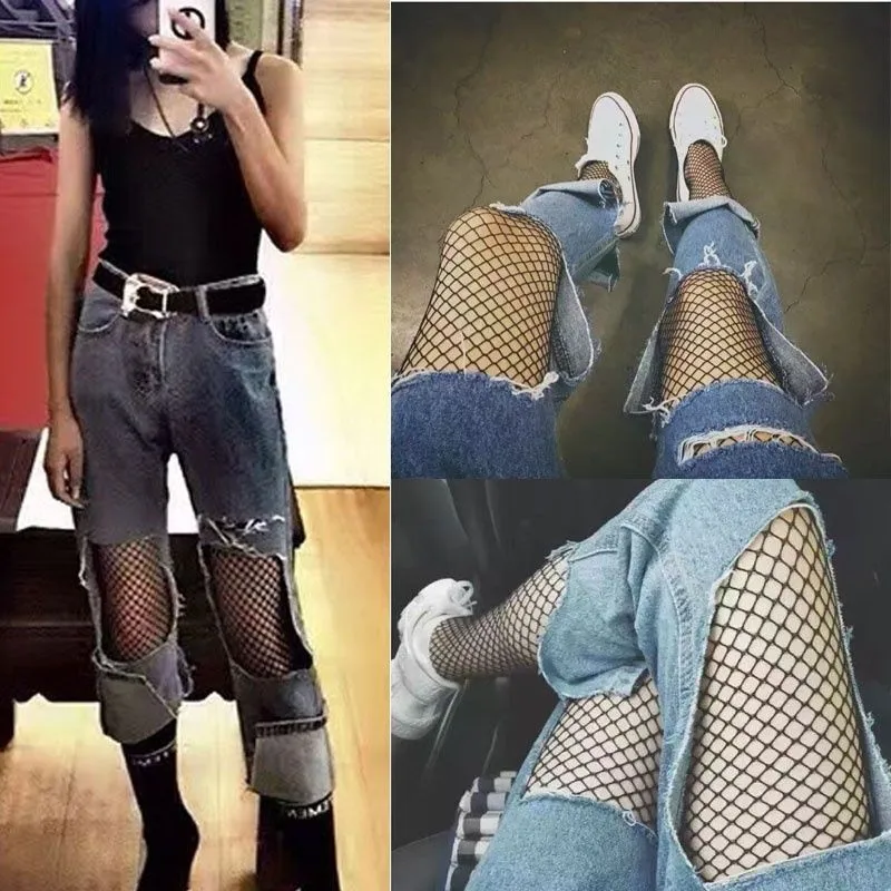 3 шт./компл. Для женщин сетчатые чулки сексуальное белье черные колготки колготы в