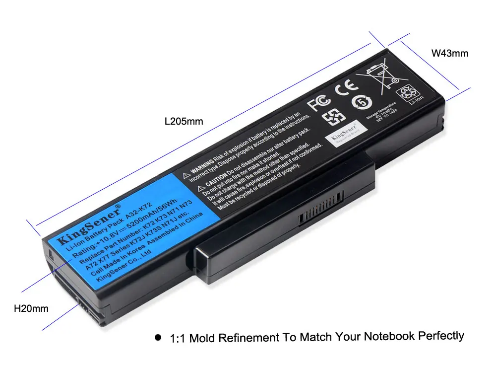Аккумулятор для ASUS K73E N71 N71J N71JA N71JQ N71JV N71V N71VG N71VN N73 N73F N73S N73SV X77JA|Аккумуляторы