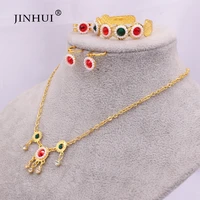 kids jewelry sets new gold color for girlsboys pendant necklace earring ring dubai infant african children gifts jewellery set