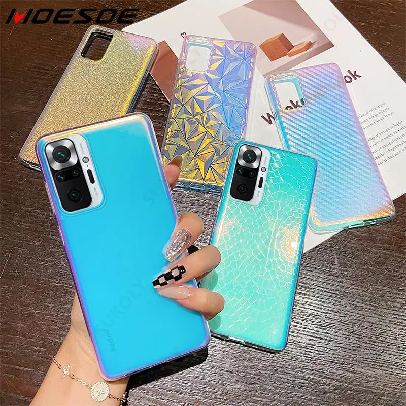 

Shockproof Discoloration Texture Clear Hybrid Silicone Case For For Xiaomi Redmi Note 10 Pro Note 9 8 Pro K40 Mi Poco F3 M3 X3