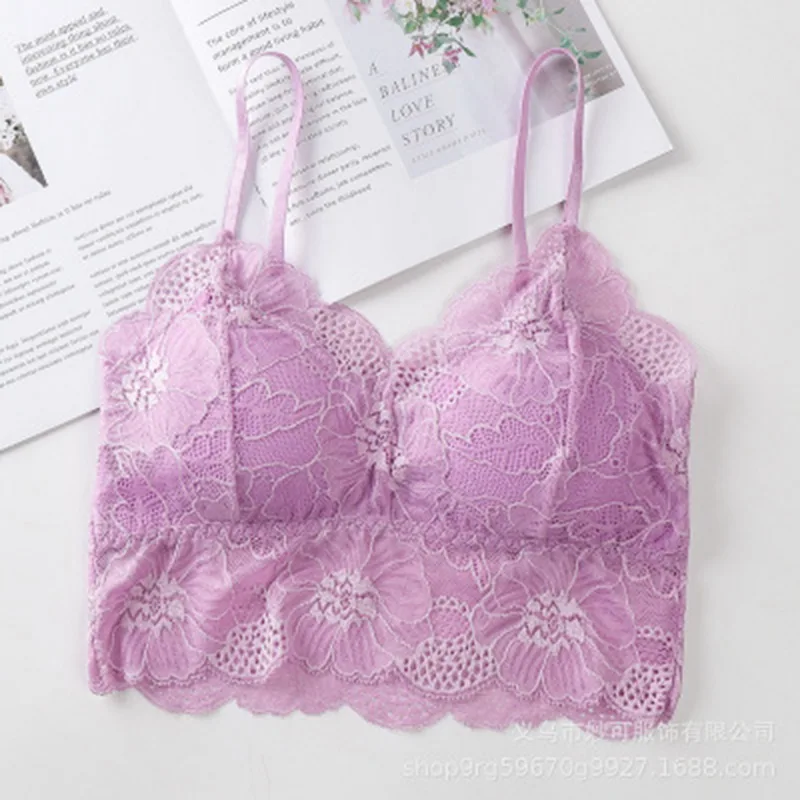 Summer Women Lace Sexy Top Sun Sleeveless Solid Tops Unpadded Bralette Bra Bustier Zipper Back Club Crop Tank Free Size lingerie