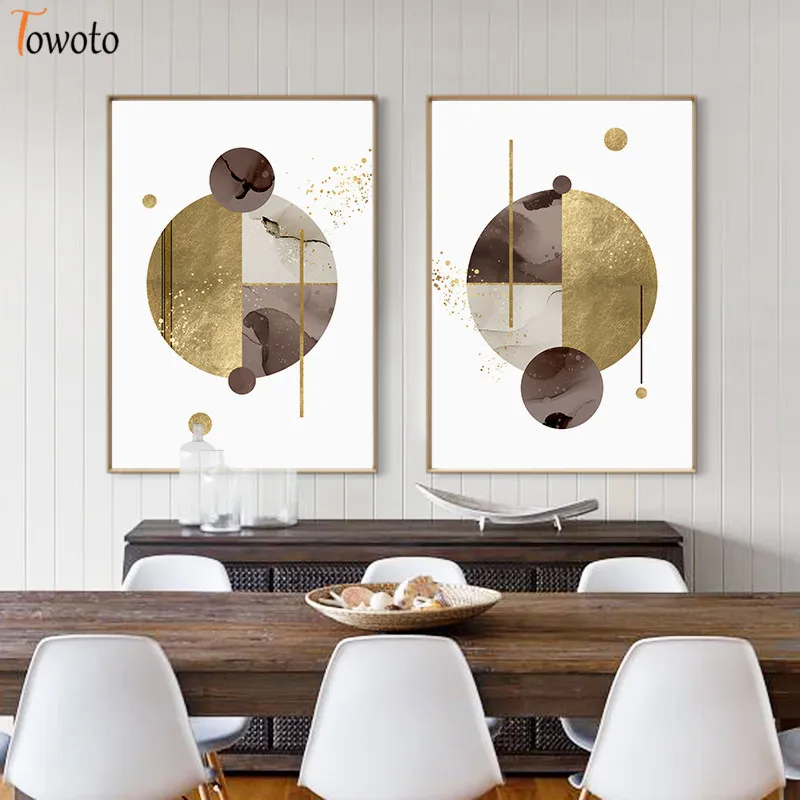 Современный геометрический настенный плакат из золотой фольги декоративная