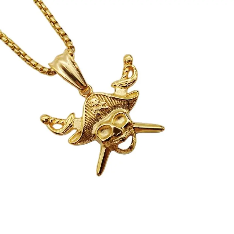 Крутое ожерелье с подвеской в виде двойных мечей Креста пиратского черепа