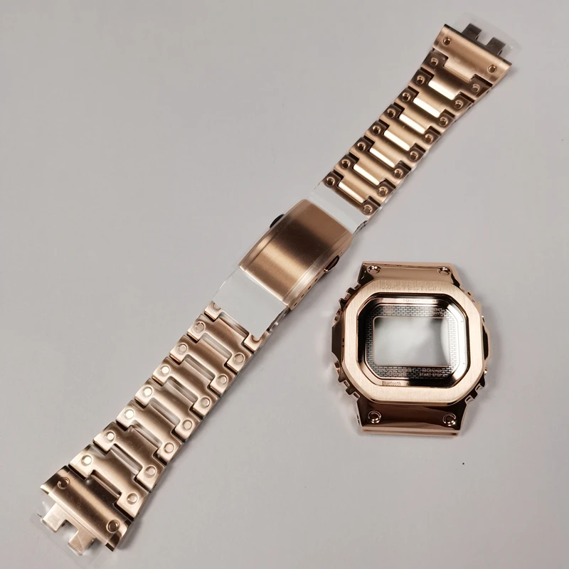 B5000 Подлинная розовое золото Цвет ремешок для часов и рамка GMW наручных с