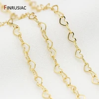2 sizes heart shape chains for jewelry making14k real gold plated brass chain diy necklace bracelet earrings accessories