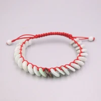 100 natural jadejadeite lucky red knitted rope 8mm circle loose beads bracelet best gift