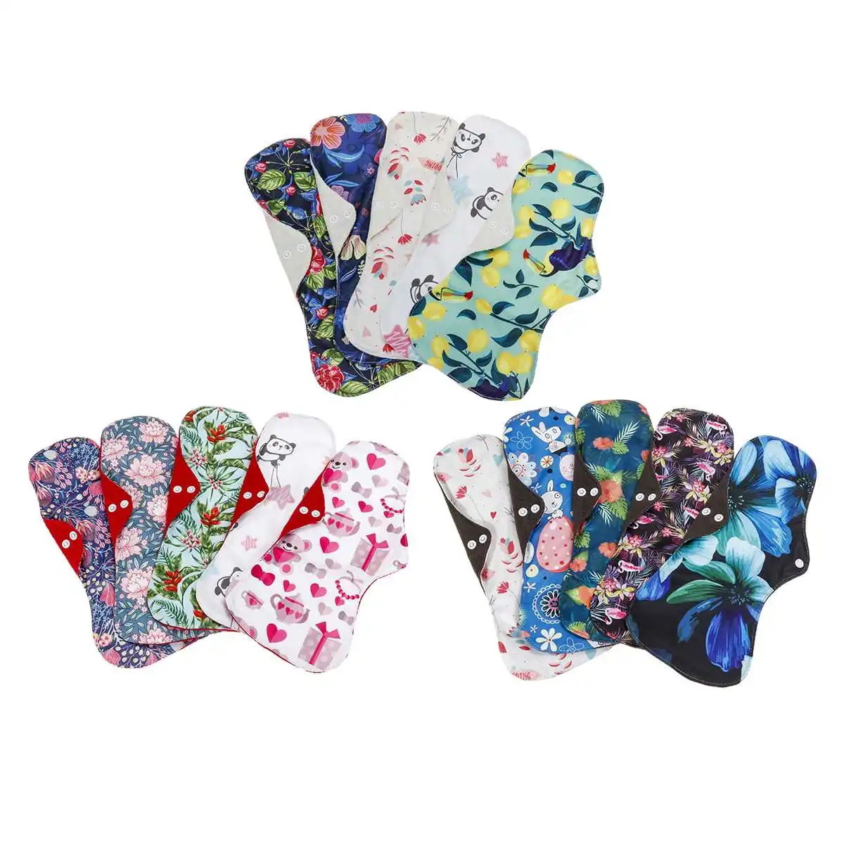 

6Pcs Reusable organic Bamboo Charcoal washable Hygiene menstrual pads Heavy flow sanitary pads lady cloth pad reusable pads