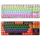 Игровая механическая клавиатура, проводная клавиатура с 87 клавишами, защитой от фиктивных нажатий, зеленым переключателем, подсветкой, для геймеров и ноутбуков PS4 pro