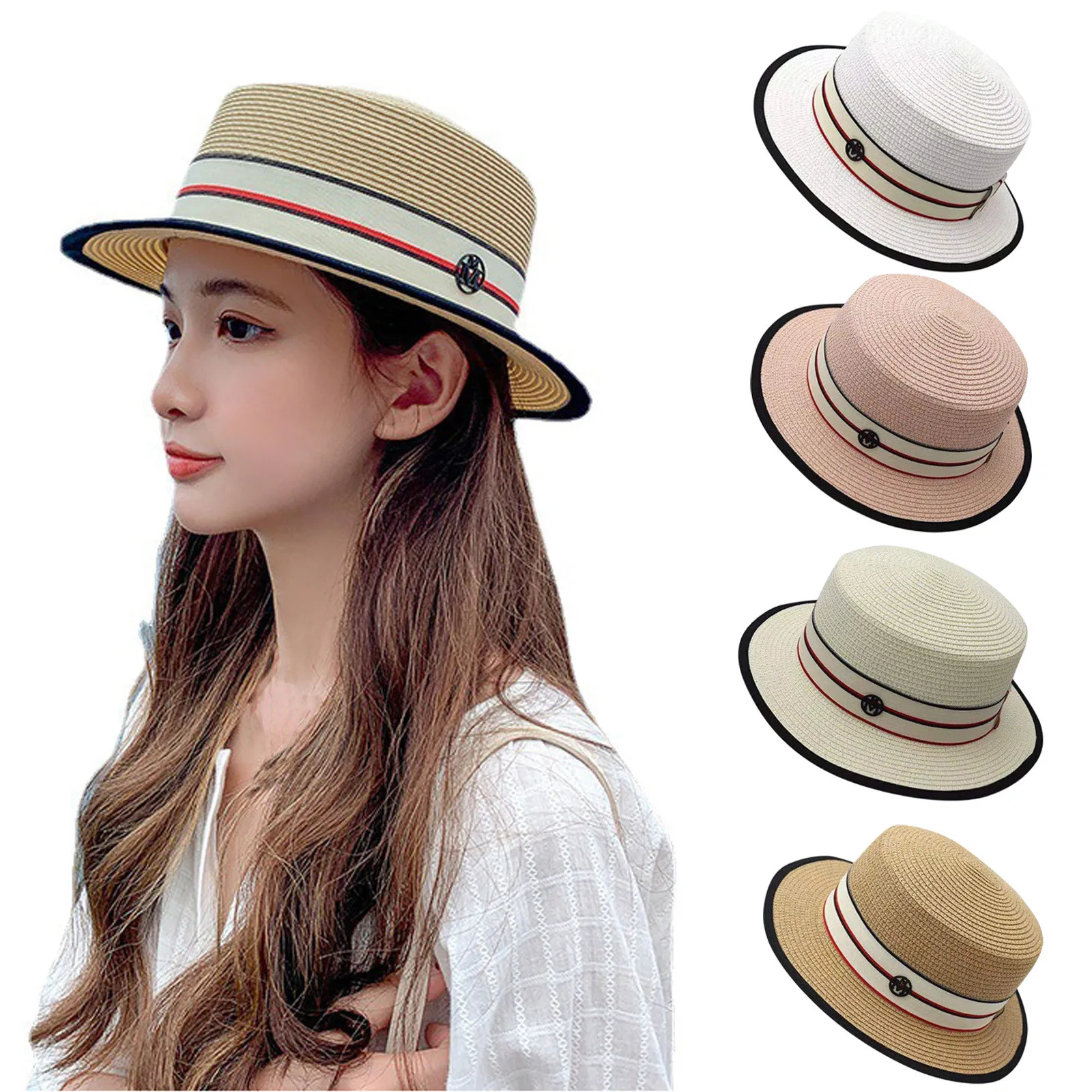 

Women's Sunshade Wide Brims Hat Outdoor Summer Sunscreen Beach Straw Sun Hats For Women Beach Hat Uv Protection Female Cap#g