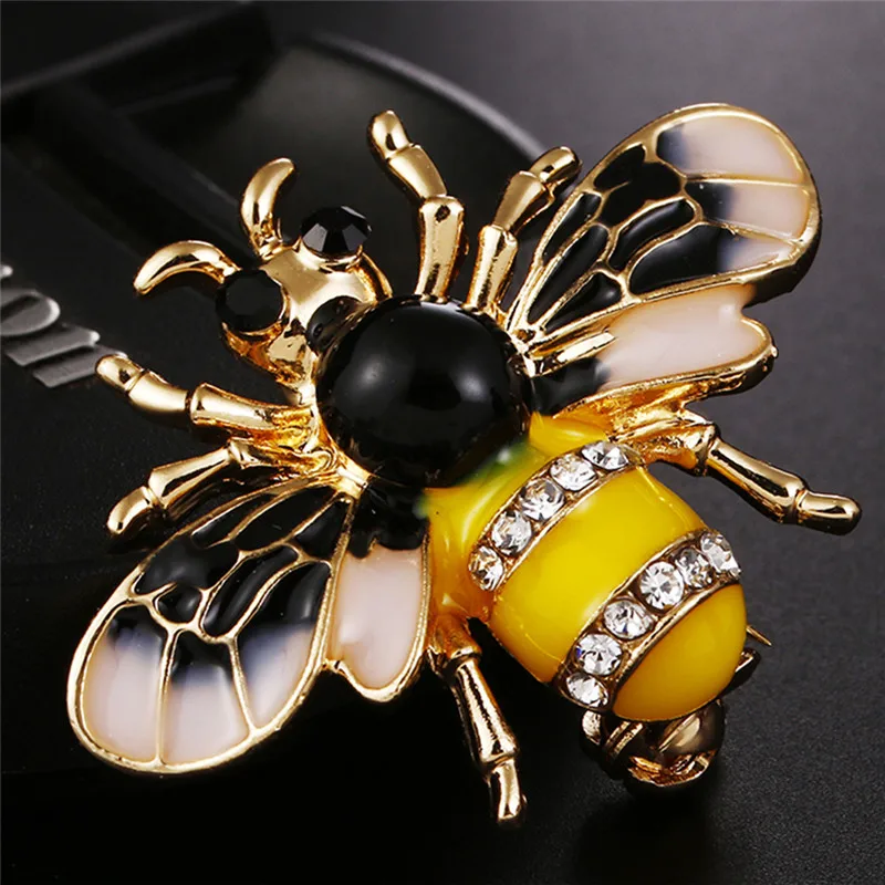 Женская изящная эмалированная маленькая пчела кристаллы стразы брошь на